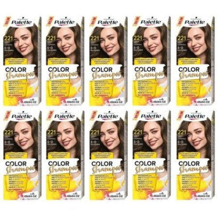 Schwarzkopf Palette Color Shampoo Hair Color 5-0 221 Medium Brown - Pack of 10