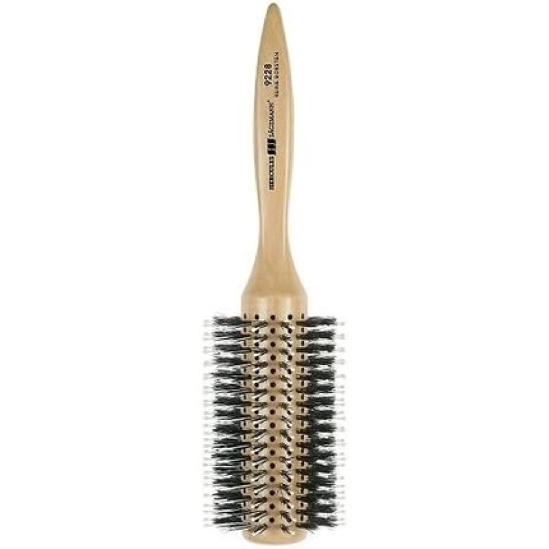 HERCULES SAEGEMANN 9228 Round Brush Nourishing Natural Hair Boar Bristle with Polyamide Pins Light Wood