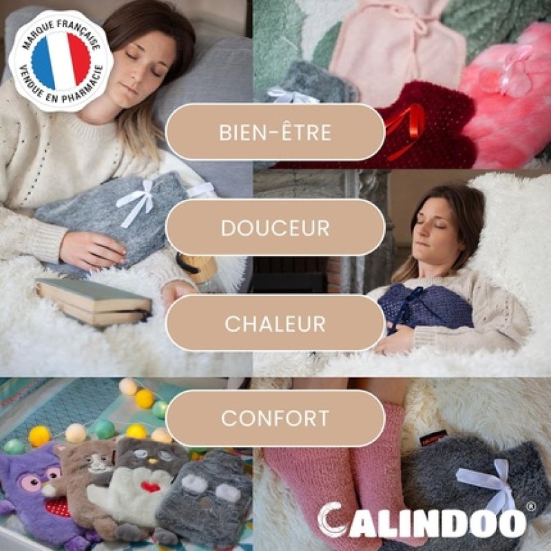 Calindoo Natural Rubber Hot Water Bottle with Soft Premium Cover