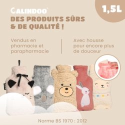 Calindoo Natural Rubber Hot Water Bottle with White Kitten Cover