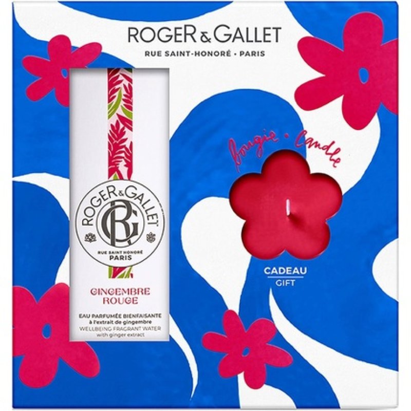 Roger & Gallet Ginger Red Scent Water Gift Set 100ml with Free Scented Candle 85g