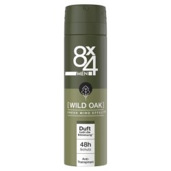 8X4 Men Wild Oak Deodorant Spray with Masculine Woody Scent 150ml