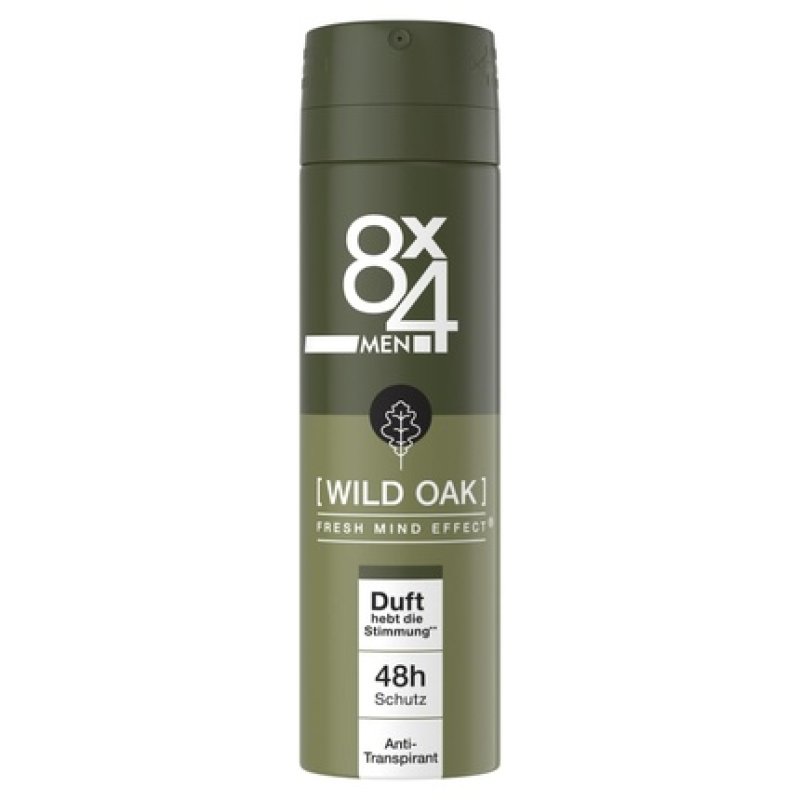 8X4 Men Wild Oak Deodorant Spray with Masculine Woody Scent 150ml