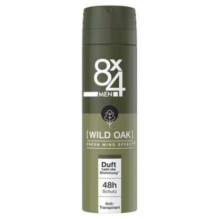 8X4 Men Wild Oak Deodorant Spray with Masculine Woody Scent 150ml