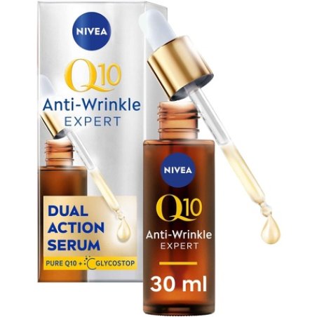 NIVEA Q10 Anti-Wrinkle Expert Dual Action Serum 30ml Anti-Ageing Face Serum for Women with Pure Q10 Visibly Reduces and