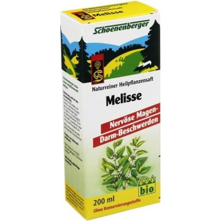 Schoenenberger Melisse Pure Herbal Juice 200ml Glass Bottle for Fullness and Bloating - Traditional Herbal Medicine