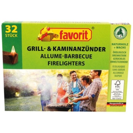 Favorit Grill/Coal Lighter Eco 32pc Cubes In Color Box