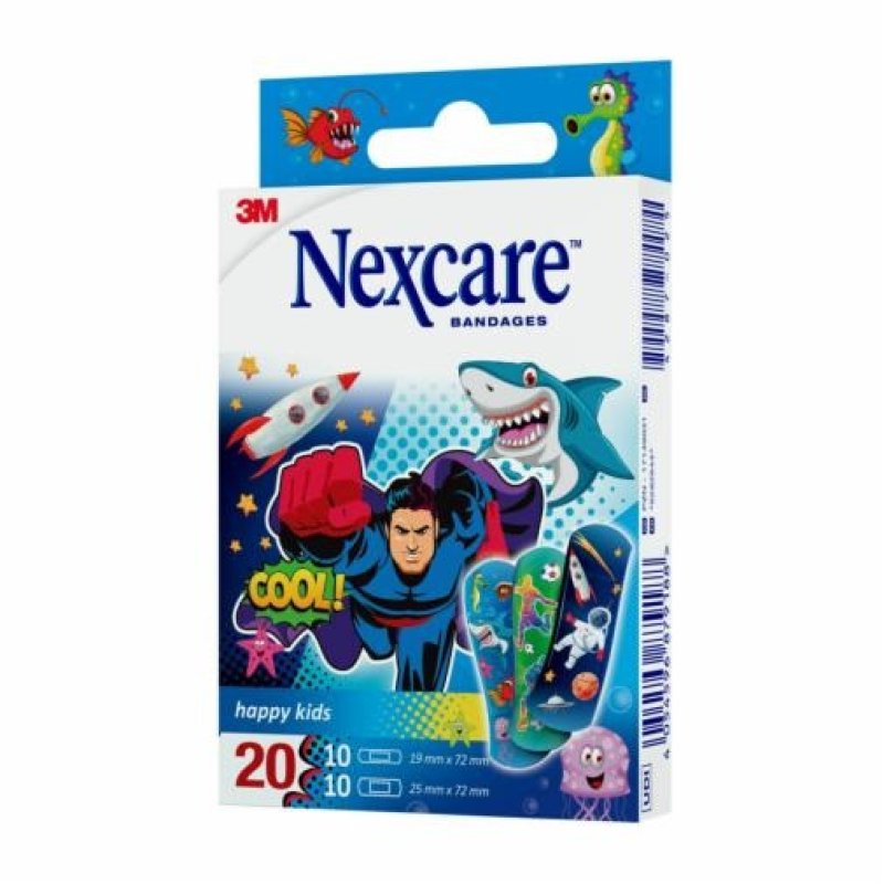 Nexcare Happy Kids Cool Bandages Plasters Breathable Flexible Water-Resistant Assorted Pack