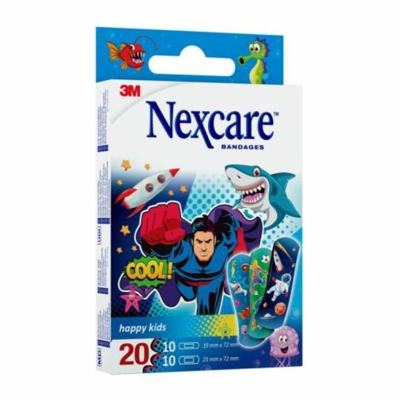 Nexcare Happy Kids Cool Bandages Plasters Breathable Flexible Water-Resistant Assorted Pack