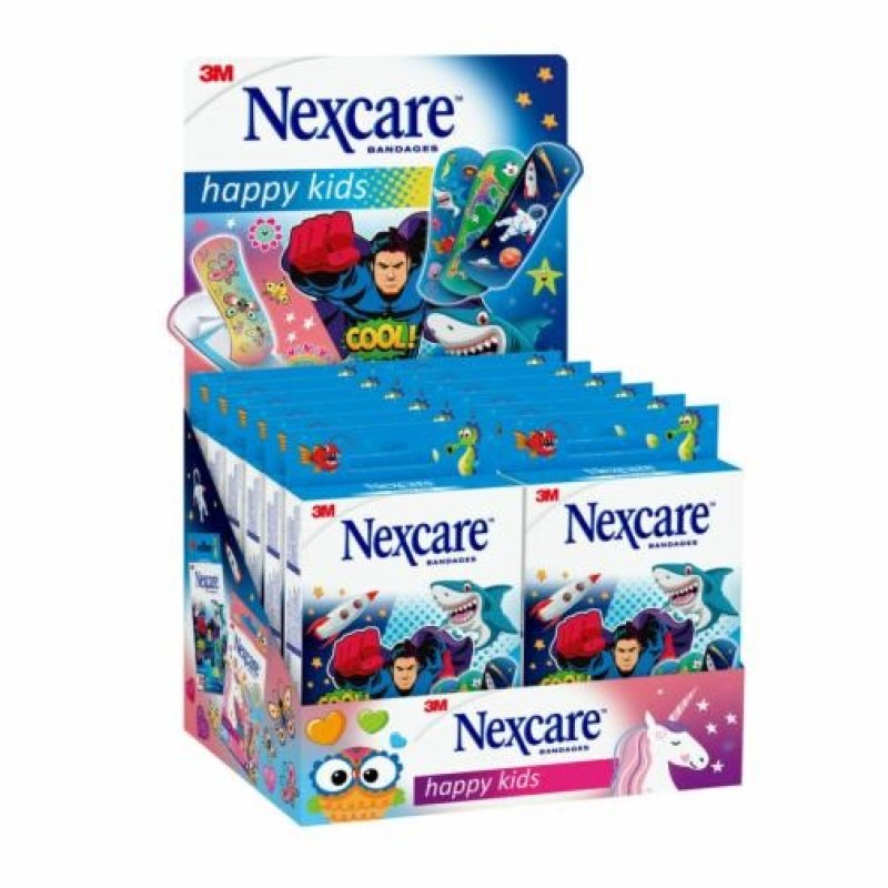Nexcare Happy Kids Cool Bandages Plasters Breathable Flexible Water-Resistant Assorted Pack