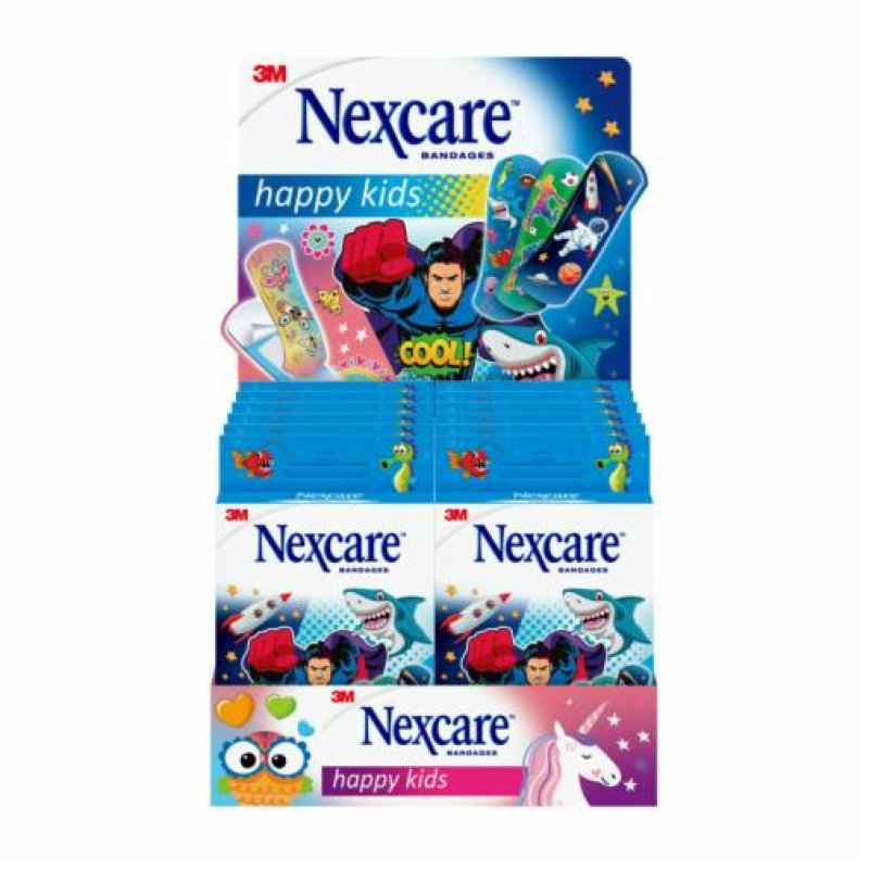 Nexcare Happy Kids Cool Bandages Plasters Breathable Flexible Water-Resistant Assorted Pack