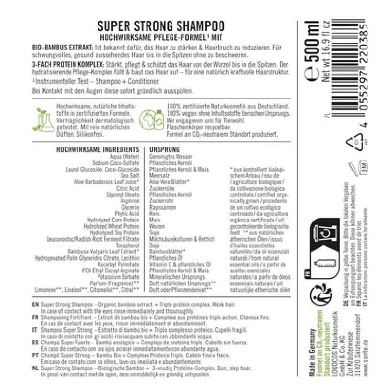 Sante Naturkosmetik Super Strong Shampoo with Organic Bamboo Extract and 3-Fold Protein