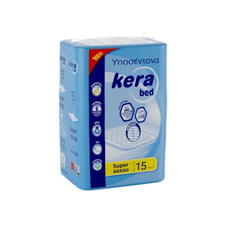 Kera Absorbent Incontinence Bed Pad - 15 Disposable Patient Pads, 60 X 60 Cm, Cotton Feel Comfort, Waterproof