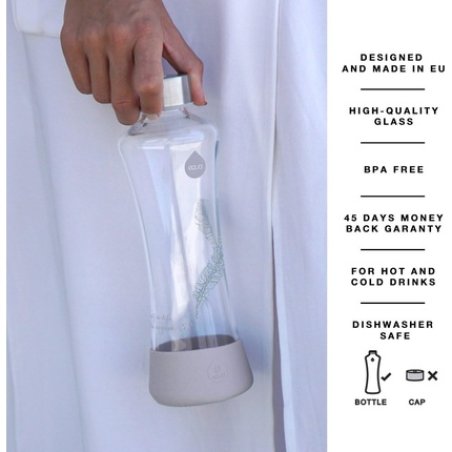 EQUA Glass Bottle Feather 550ml Grey