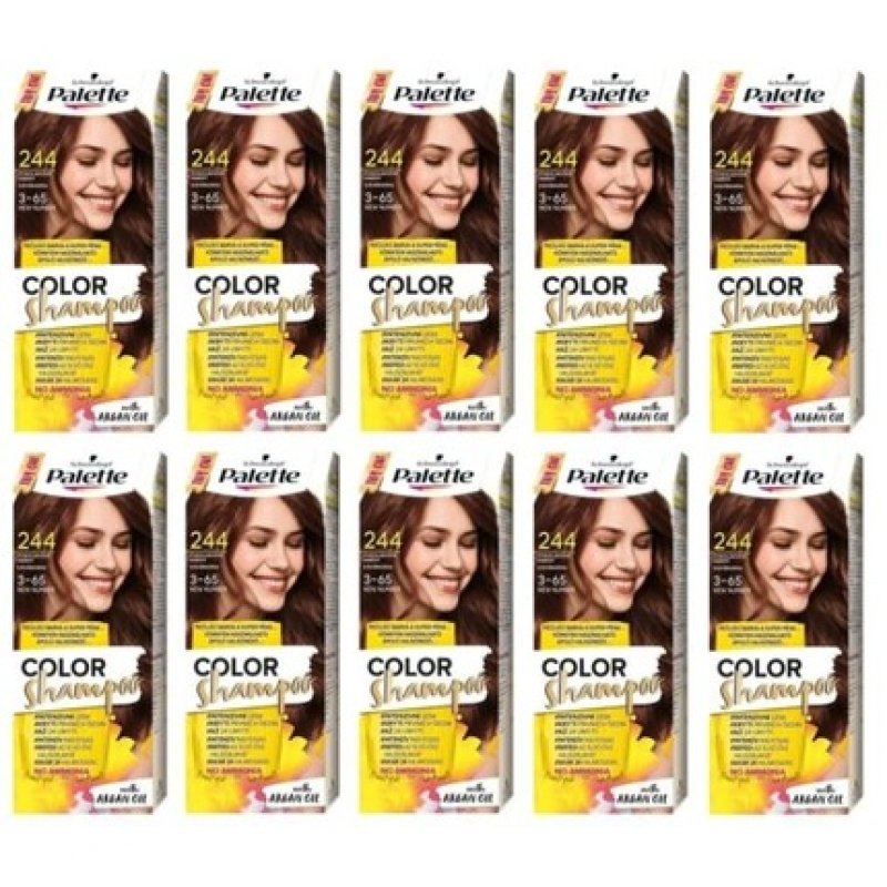 Schwarzkopf Palette Color Shampoo Hair Color 3-65 244 Coffee Brown - Pack of 10