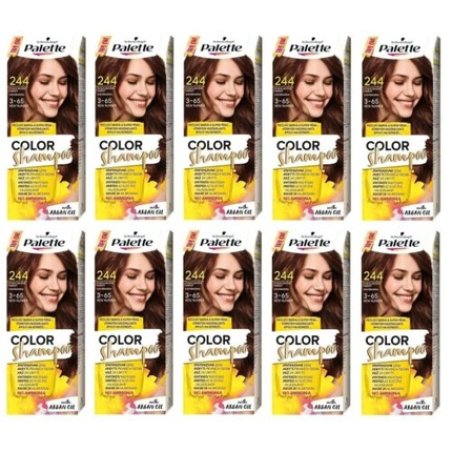 Schwarzkopf Palette Color Shampoo Hair Color 3-65 244 Coffee Brown - Pack of 10