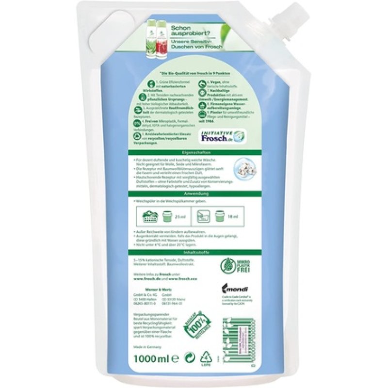 Frosch Sensitive Fabric Softener Cotton Blossom 1L