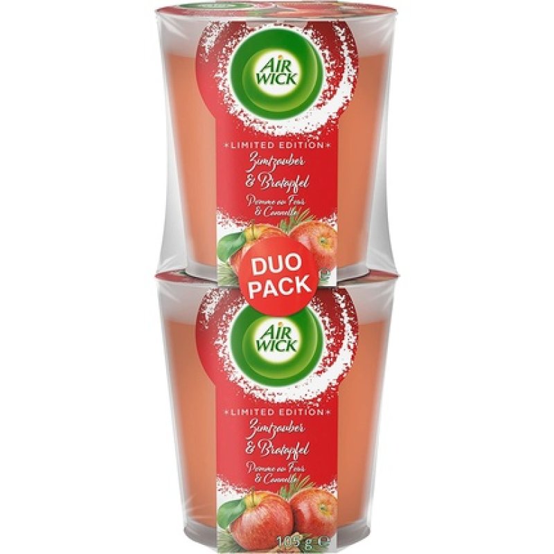 Air Wick Feel-Good Scented Candle In A Glass - Scent: Cinnamon Magic And Baked Apple - Up To