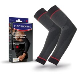 Hansaplast Sport Compression Wear Arm Sleeves Elbow Support with Compression Promotes Muscle Regeneration 1 Pair Size