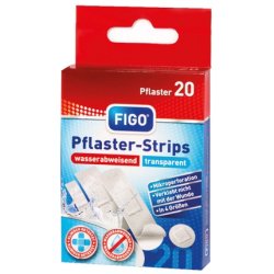 Figo Bandage Stripes 20 Pieces Transparent And Water Repellent Assorted In 4 Sizes