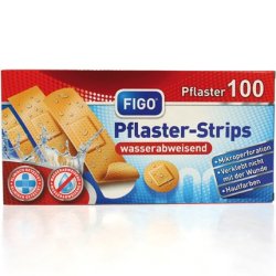Figo Bandage Strips 100 Pieces Water Resistant Assorted Sizes