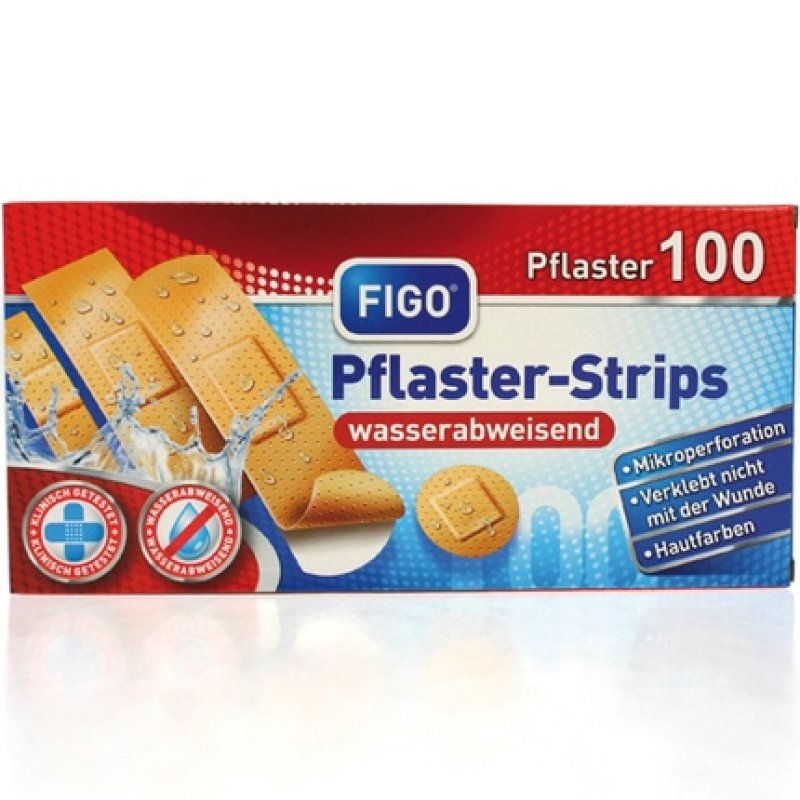 Figo Bandage Strips 100 Pieces Water Resistant Assorted Sizes