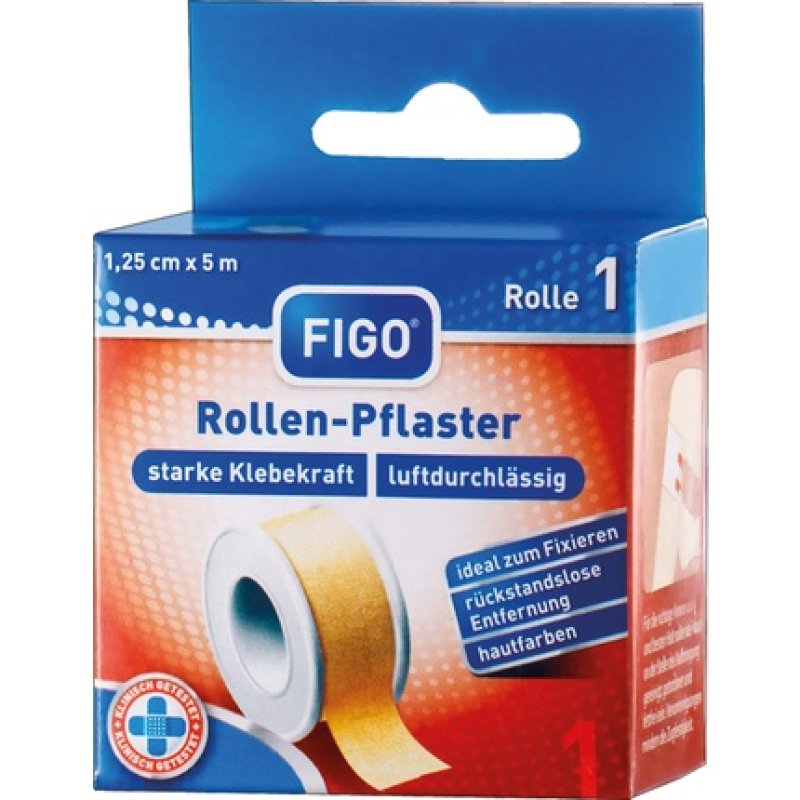 Figo Wound Plaster - 1.25 Cm X 5 M, Skin-Coloured, Hygienic, Ideal For Fixation, Residue-Free Removal