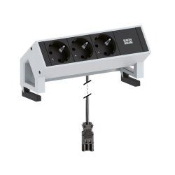 Bachmann Desk2 prise de courant 3 x Type F Noir, Acier inoxydable