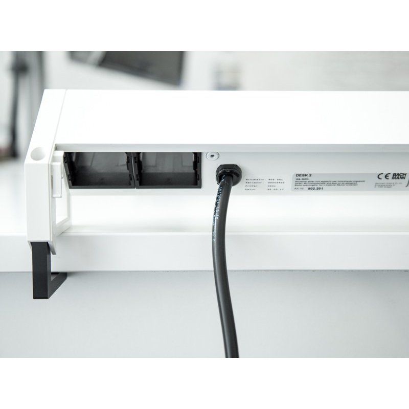 Bachmann Desk2 socket-outlet 3 x Type F Black, Stainless steel