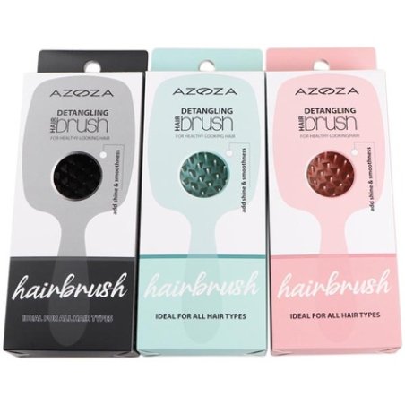 Azoza Detangling Hairbrush - Rectangular In Black, Pink, And Light Green