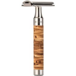MÜHLE ROCCA Safety Razor with Closed Comb Stainless Steel Handle and Birch Bark Back
