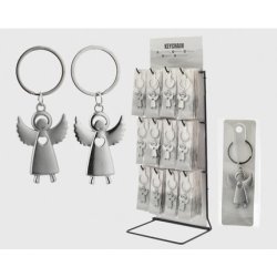 Cepewa Guardian Angel Keychain - 2 Designs 1 Matte, 1 Glossy, Metal