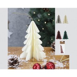 Cepewa Hanging Christmas Tree Honeycomb - 4 Pieces, Approx. 15cm Height, Cream White And Green, With Magnetic Closure