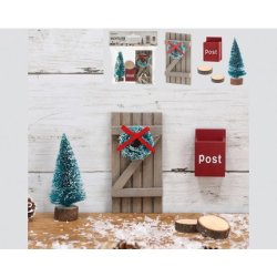 Cepewa Secret Santa Door Set - 5 Pieces Including Door, Christmas Tree, Letterbox, And Wood Decorations