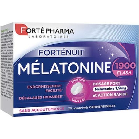 Forte Pharma Melatonine 1900 Flash - 19mg Dietary Supplement For Sleep Aid - 30 Tablets