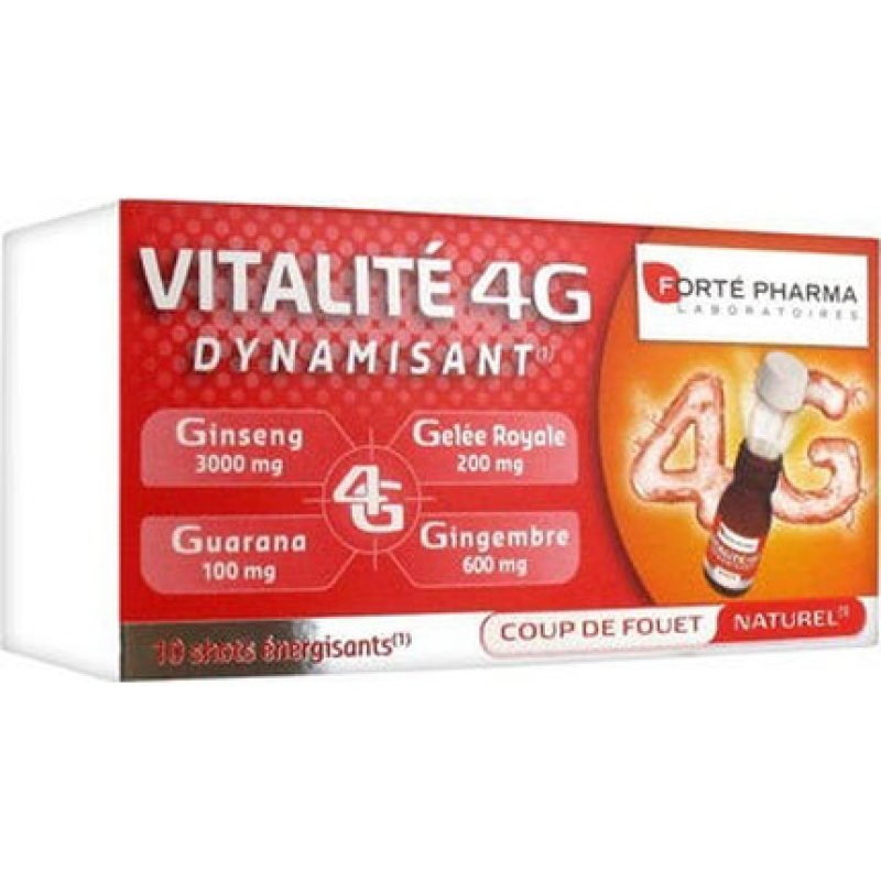 Forte Pharma Vitalite 4g Dynamisant Supplement For Energy And Toning - 10 Ampoules Of 10ml