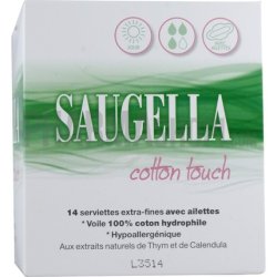 Saugella Cotton Touch Day 14 Extra Fine Sanitary Napkins with Wings