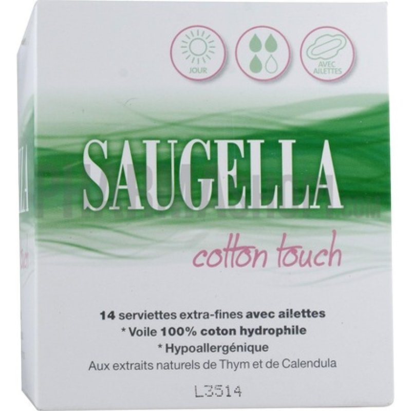 Saugella Cotton Touch Day 14 Extra Fine Sanitary Napkins with Wings