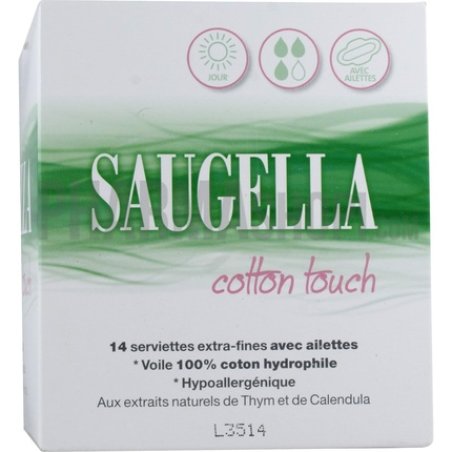 Saugella Cotton Touch Day 14 Extra Fine Sanitary Napkins with Wings
