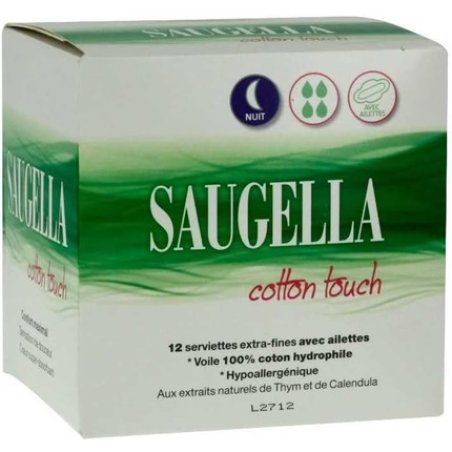 Saugella Cotton Touch Night Extra-Thin Sanitary Napkins with Wings 12 Count