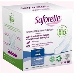 Saforelle Night Sanitary Napkins 10 Sanitary Napkins