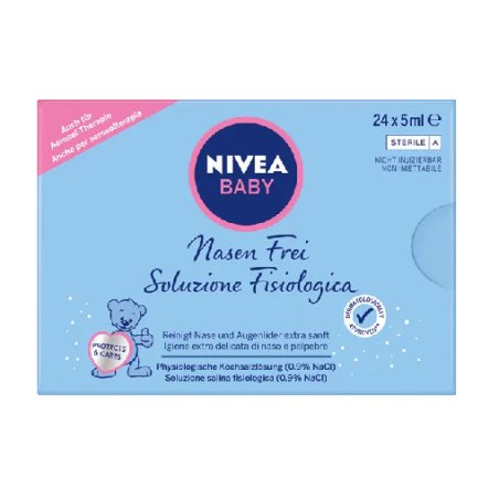 NIVEA BABY Nasen frei Nasal Care with Saline Solution 24 Ampoules 5ml - Pack of 24