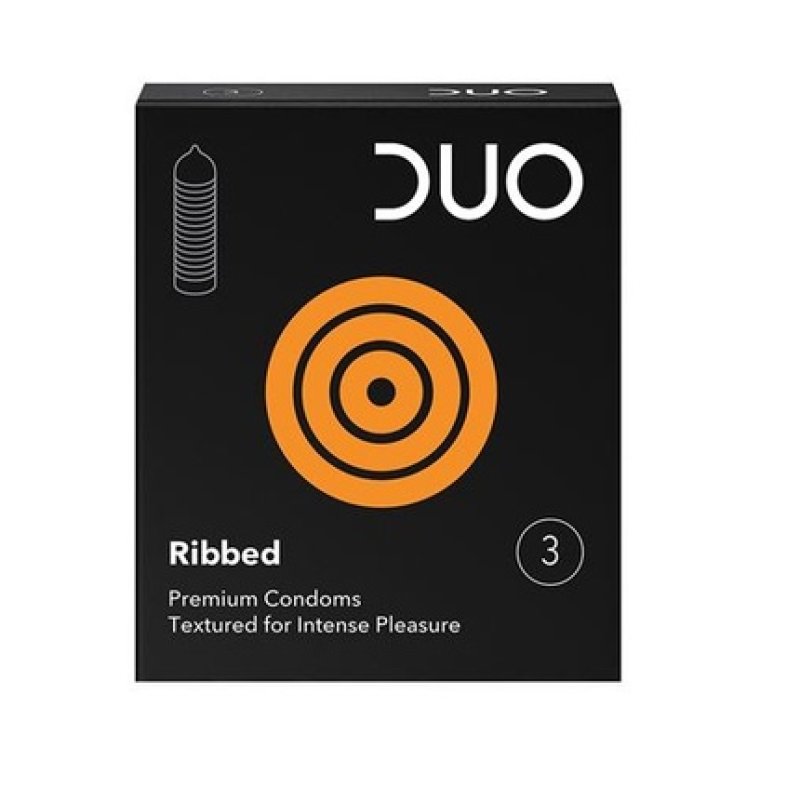 Duo Ribbed Condoms With Ridges Pack Of 3