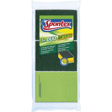 Spontex DUO Anti-Grease Cleaning Sponge for Pots with Drying Side 3 Packs of 4