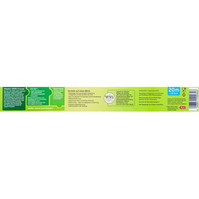 Toppits Cling Film, 20 Meters, Self-Adhesive, Initial Finder, Width: 32.5