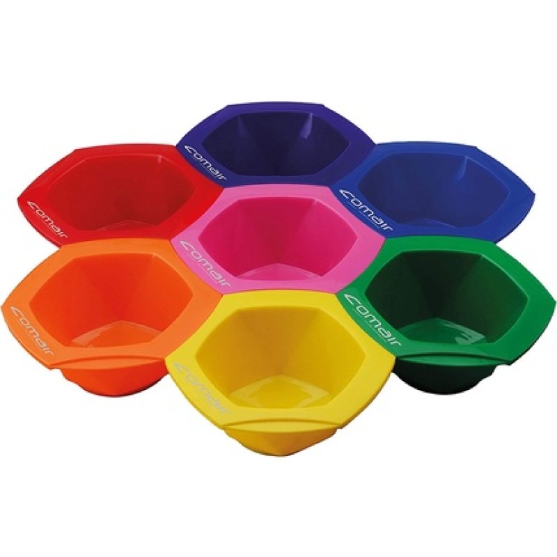 Comair Rainbow 7-Piece Hair Dye Bowl Set with Interlocking System and Anti-Slip Bottom