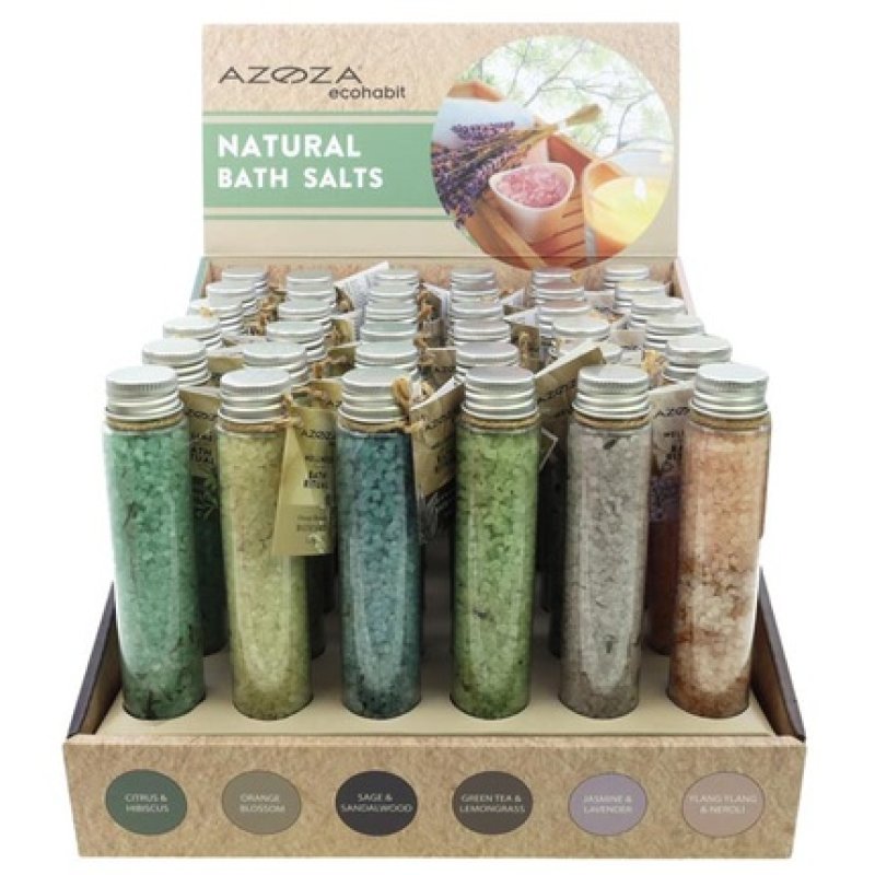 Azoza Bath Salts - 115g, 36pcs Display With 6 Assorted Scents