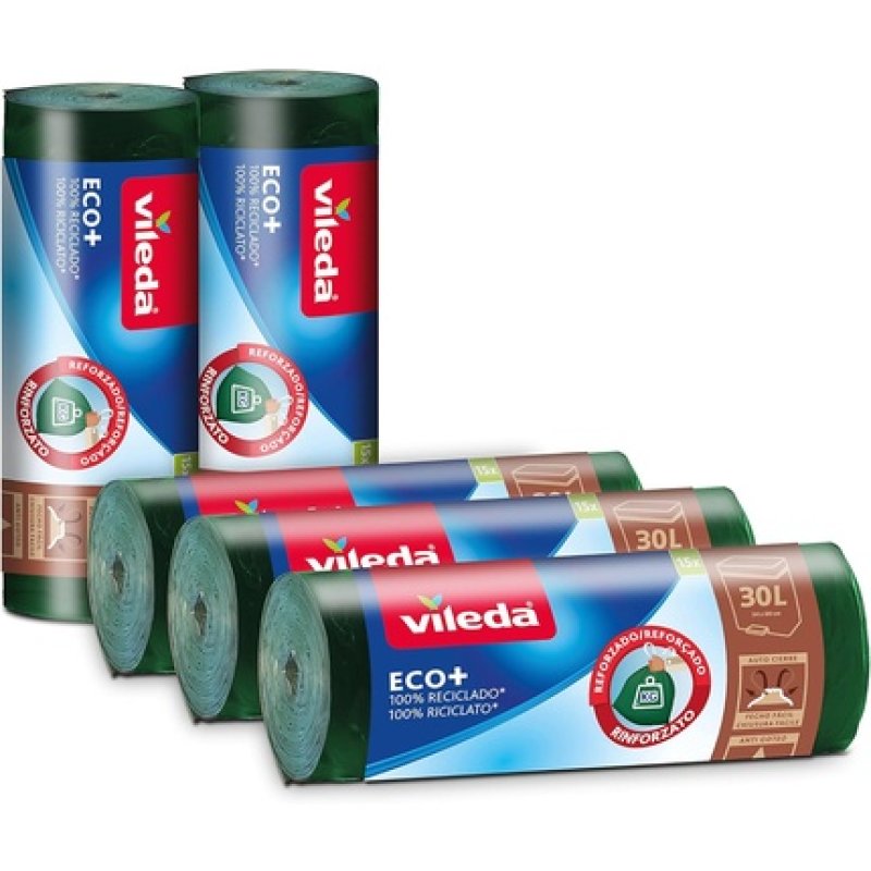 Vileda Ecobag 30 LT Garbage Bags Plastic Green