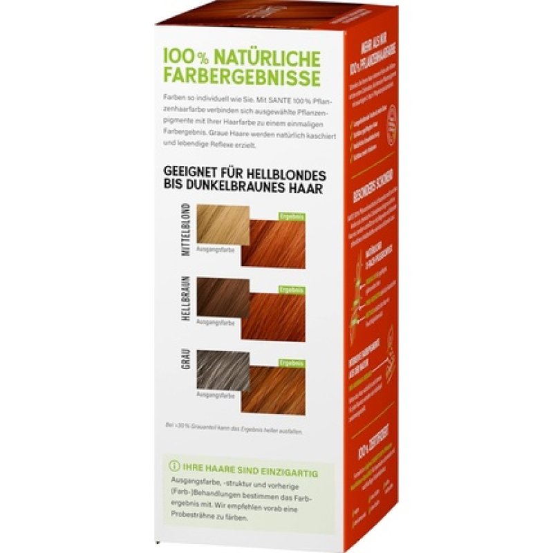 Sante Naturkosmetik 100% Plant Hair Color Powder 06 Natural Red Vegan Hair