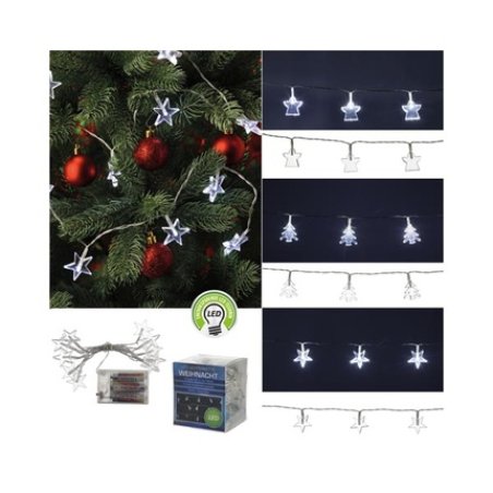 Cepewa Led Christmas String Lights, 135 Cm, 10 Warm White Leds, Angel, Star, And Pine Tree Motifs